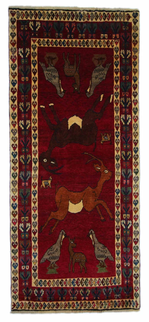 Hand-Knotted Gabbeh Persian Rug, 238 × 104 cm, Wool