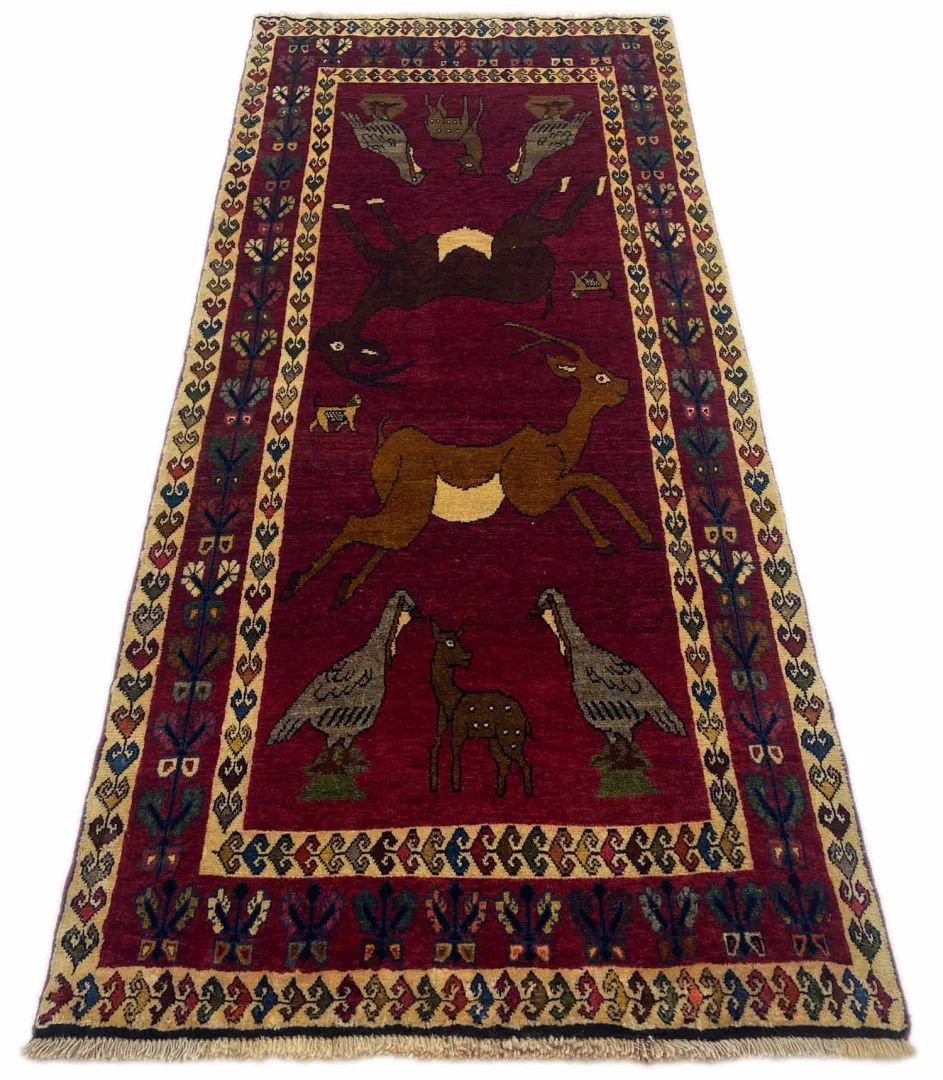 Alternative view of Hand-Knotted Gabbeh Persian Rug, 238 × 104 cm, Wool