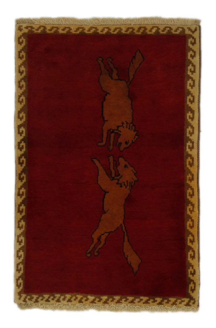 Hand-Knotted Gabbeh Persian Rug, Wool