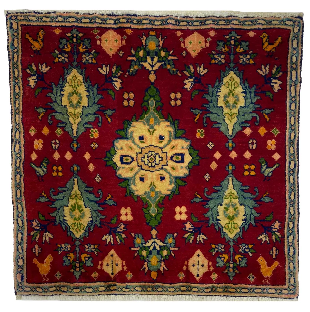 Wool Qashqai Persian Rug 60 × 62 cm, hand-knotted