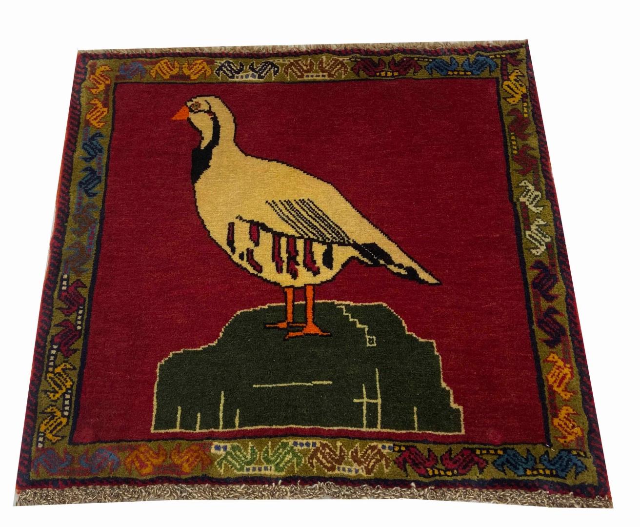 Alternative view of Hand-Knotted Qashqai Persian Rug, 54 × 60 cm, Wool