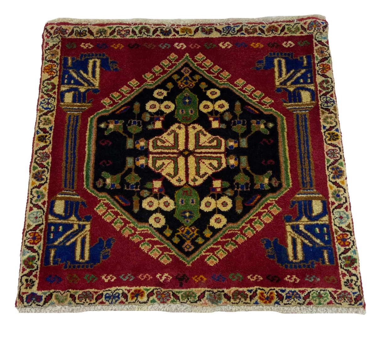 Alternative view of Hand-Knotted Qashqai Persian Rug, 55 × 58 cm, Wool
