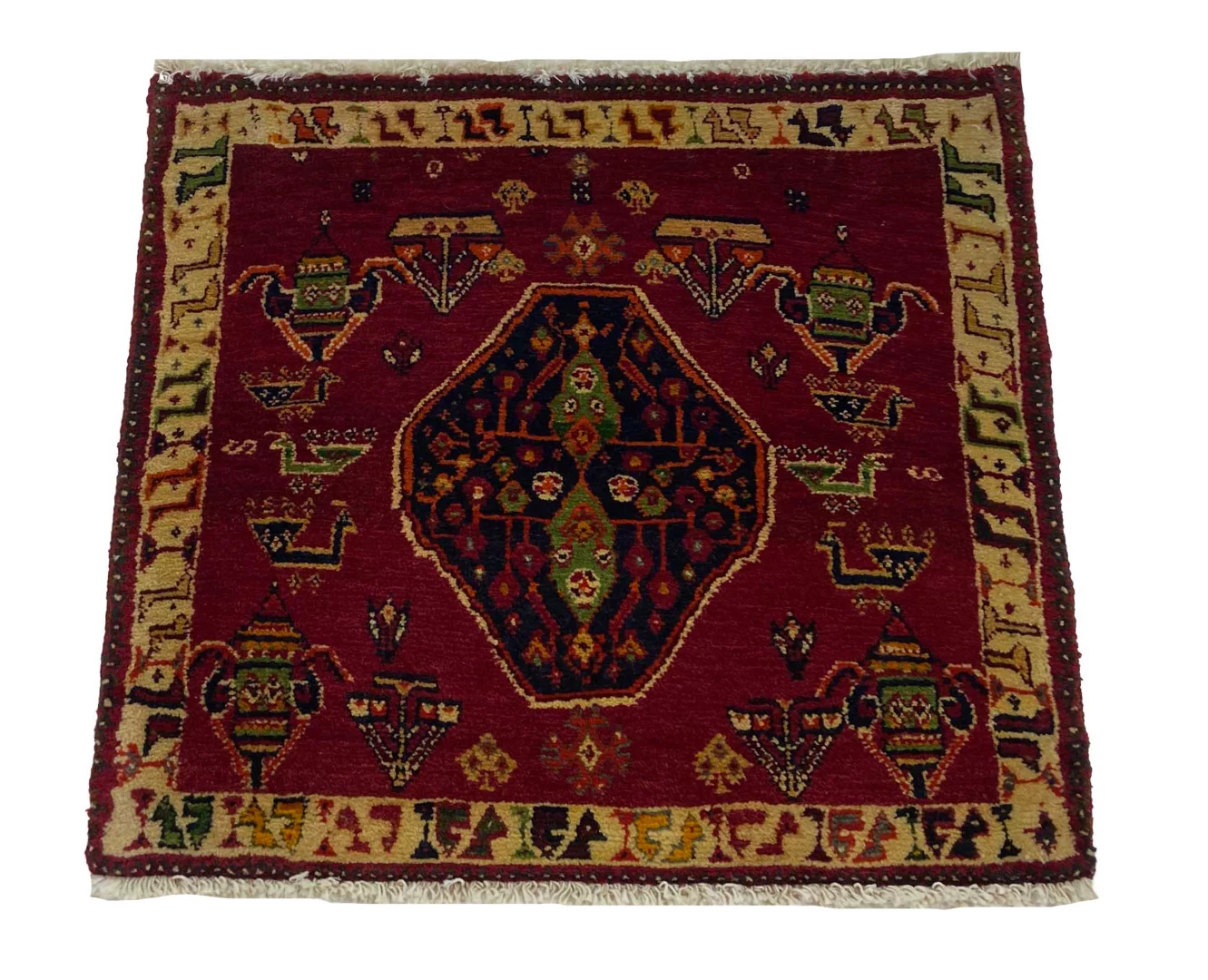 Alternative view of Hand-Knotted Qashqai Persian Rug, 56 × 60 cm, Wool