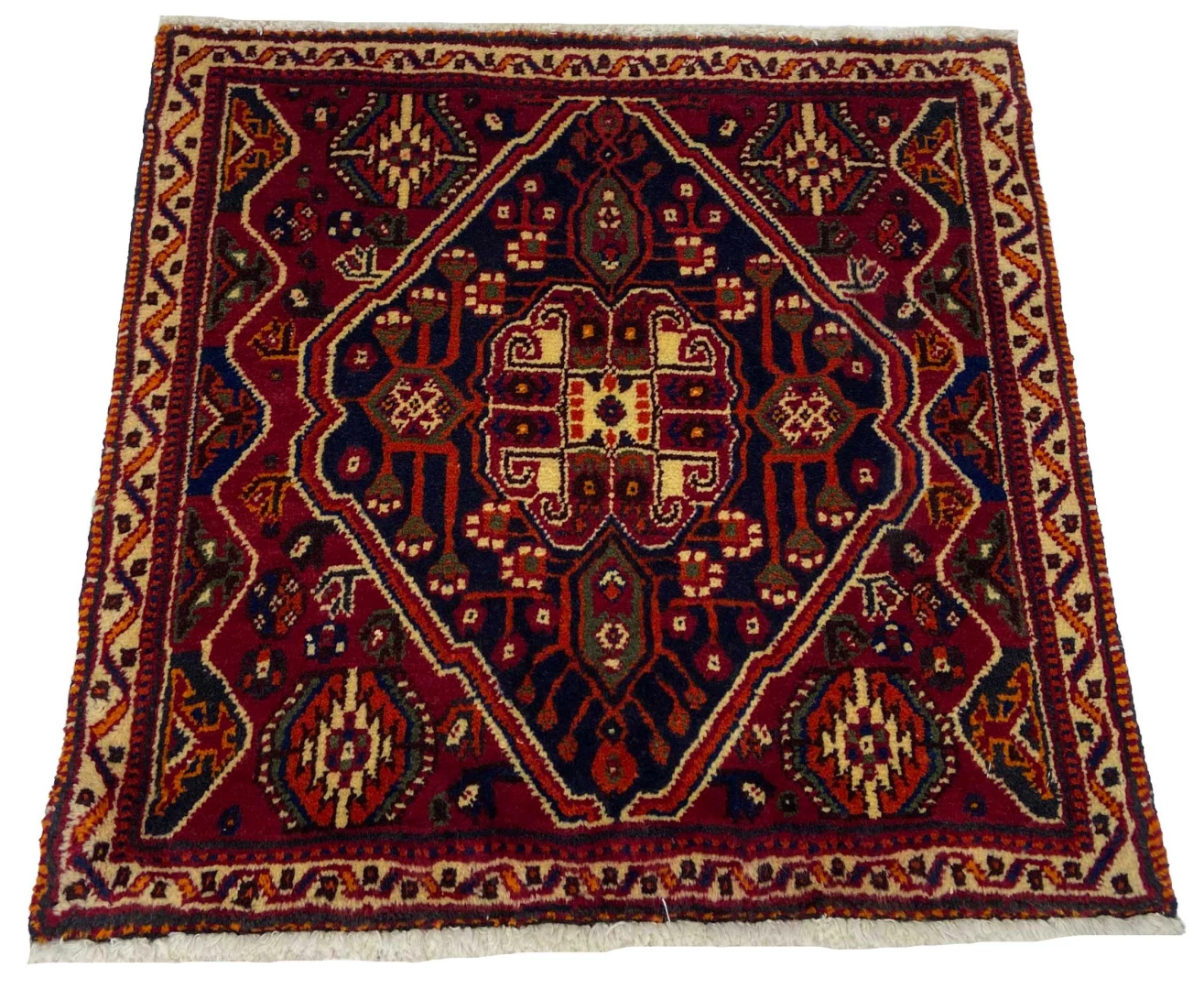 Alternative view of Hand-Knotted Qashqai Persian Rug, 60 × 62 cm, Wool