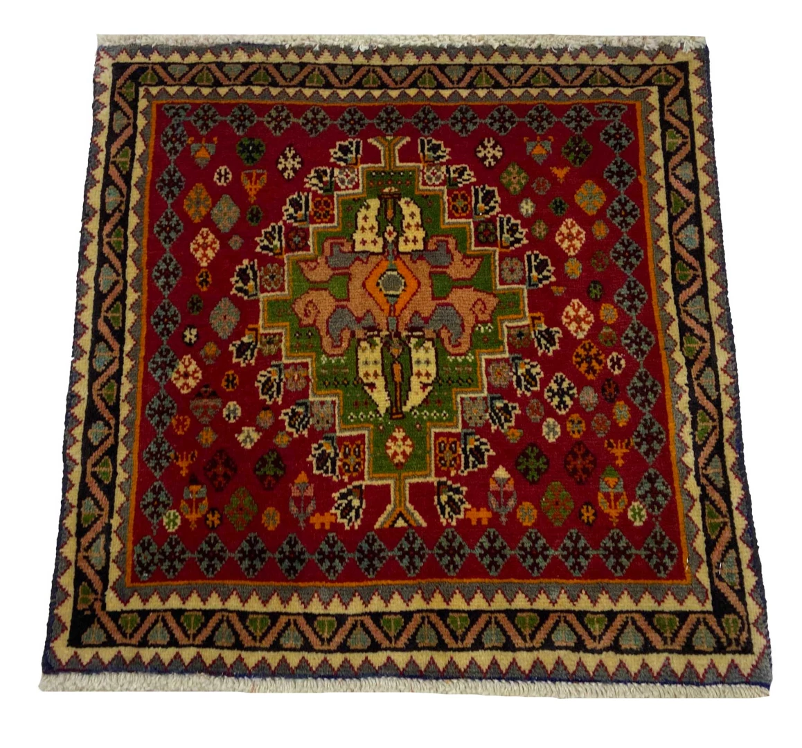 Alternative view of Hand-Knotted Qashqai Persian Rug, 62 × 60 cm, Wool