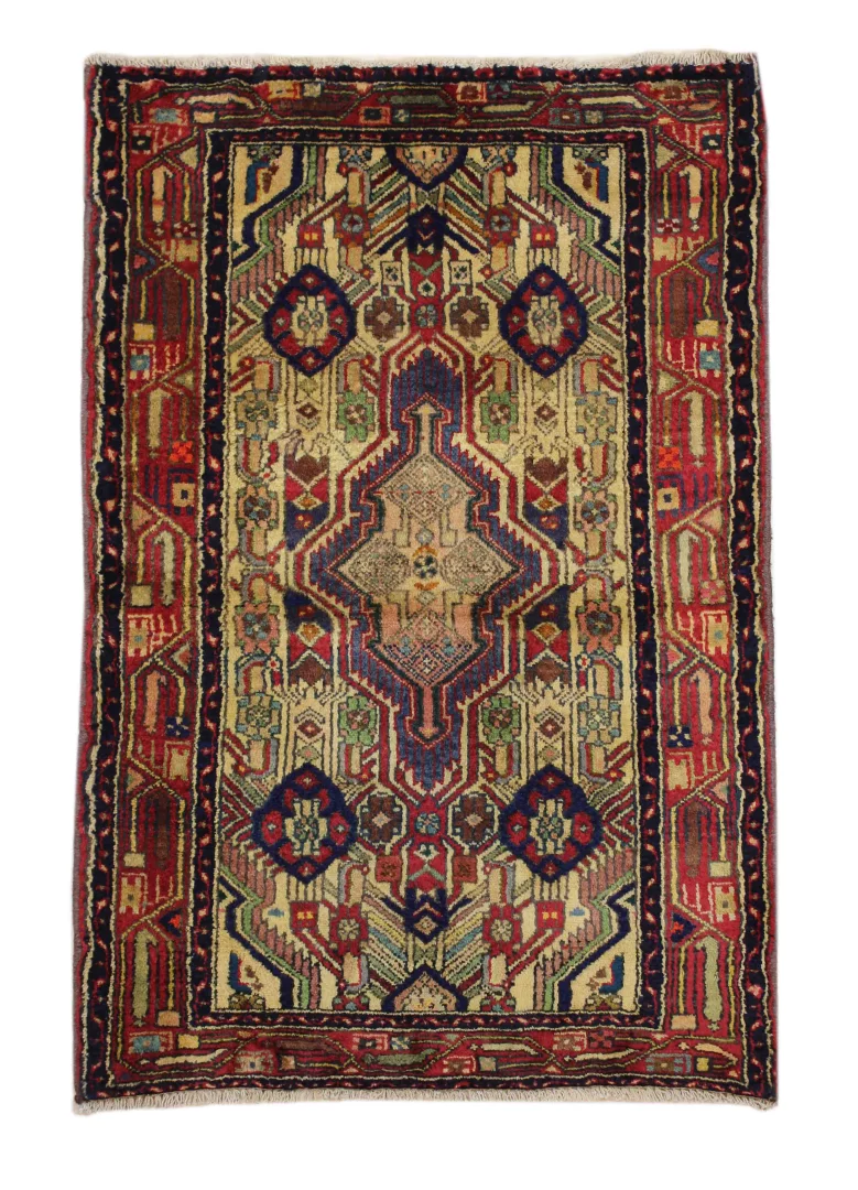 Hand-Knotted Hamadan Persian Rug, 112 × 76 cm, Wool