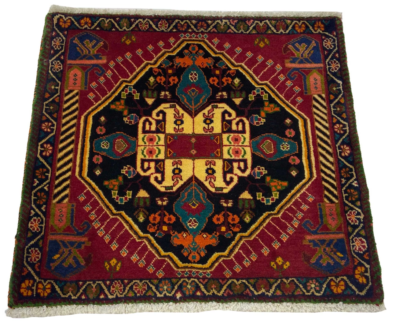 Alternative view of Hand-Knotted Qashqai Persian Rug, 62 × 68 cm, Wool