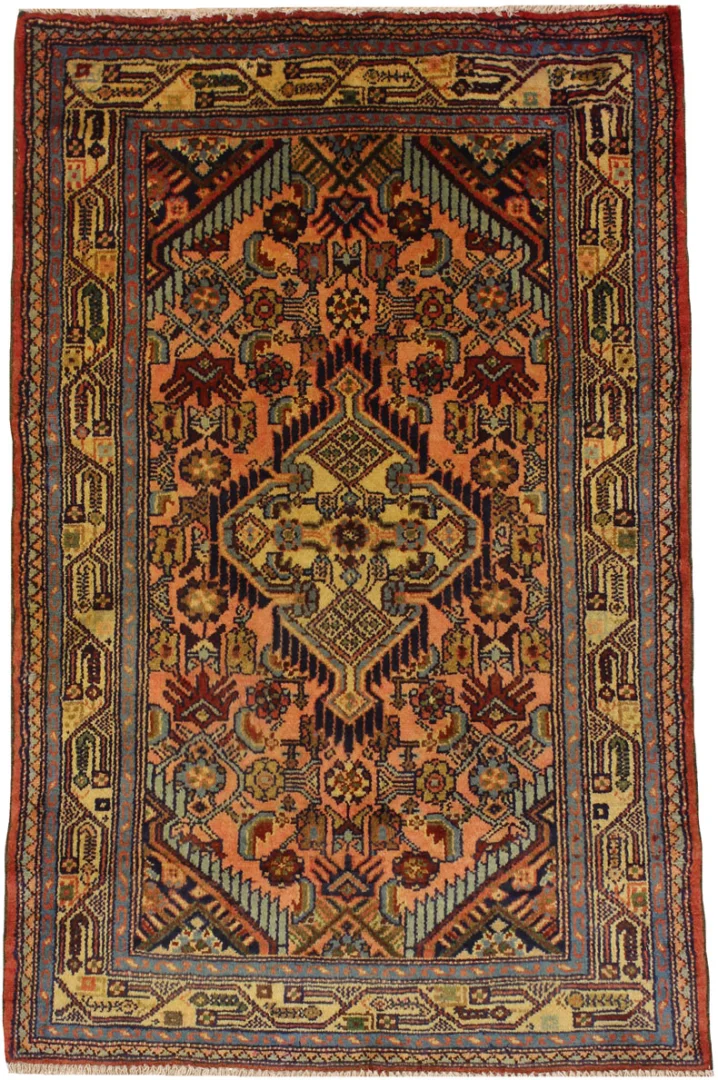 Hand-Knotted Hamadan Persian Rug, Wool