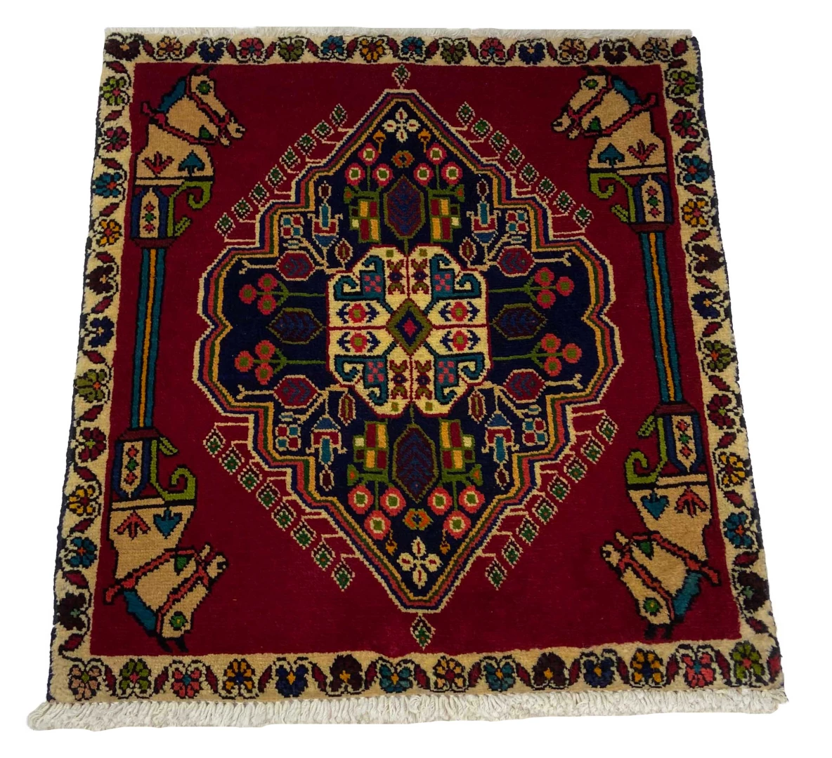 Alternative view of Qashqai Persian Rug 67 × 62 cm in Wool, hand-knotted