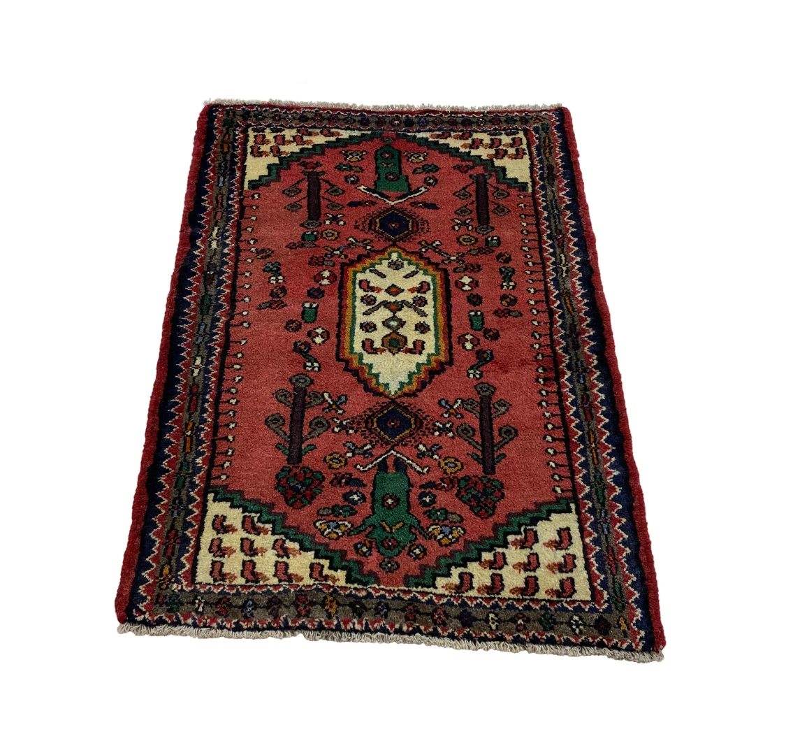 Alternative view of Hamadan Persian Rug 110 × 75 cm in Wool, hand-knotted