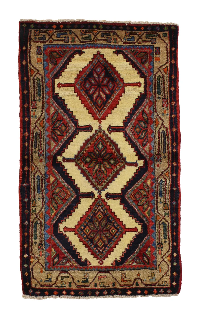 Hand-Knotted Hamadan Persian Rug, 134 × 77 cm, Wool