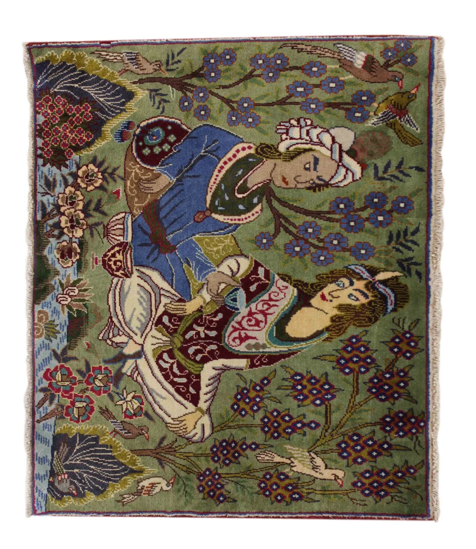 Hand-Knotted Kashmar Persian Rug, Wool