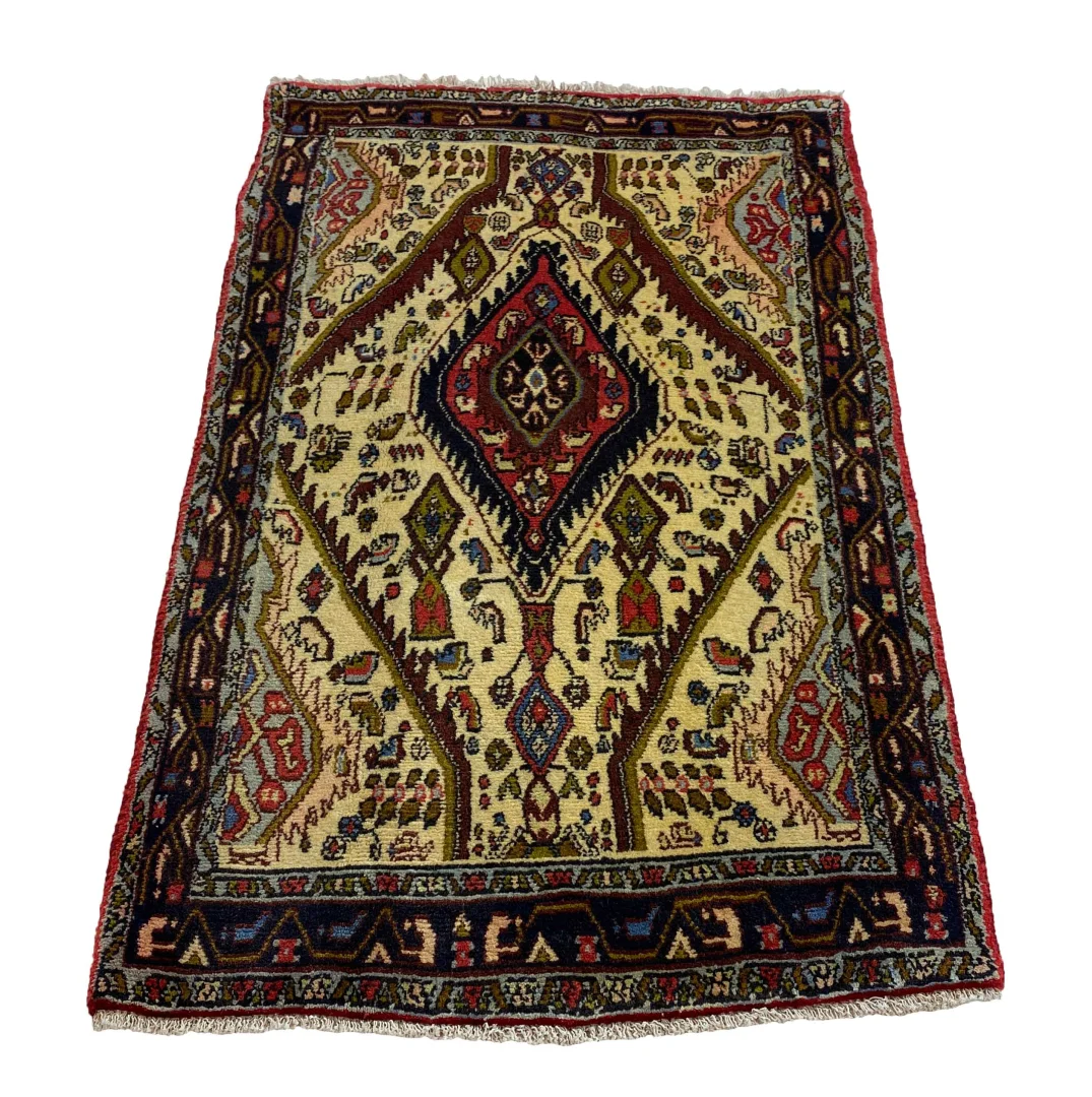 Alternative view of Hamadan Persian Rug 122 × 74 cm in Wool, hand-knotted