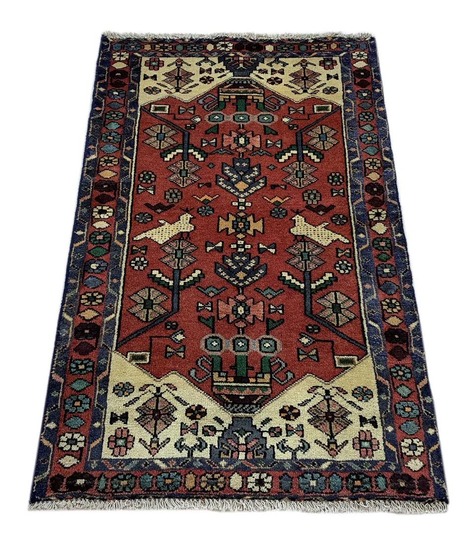Alternative view of Hamadan Persian Rug 123 × 73 cm in Wool, hand-knotted