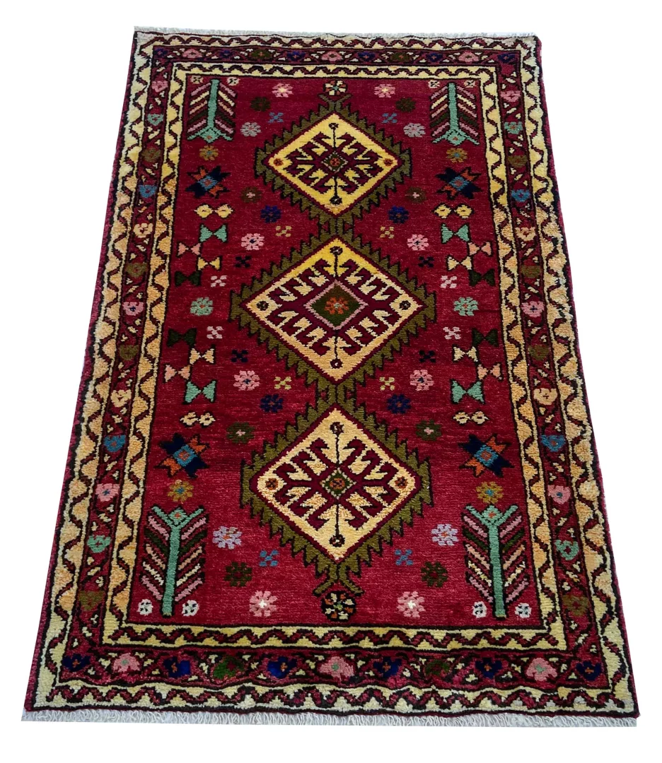 Alternative view of Wool Hamadan Persian Rug 125 × 80 cm, hand-knotted