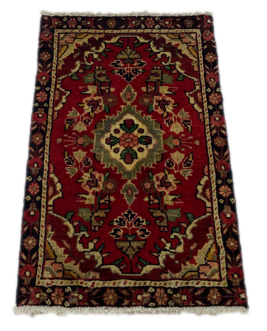 Alternative view of Hamadan Persian Rug 88 × 57 cm in Wool, hand-knotted