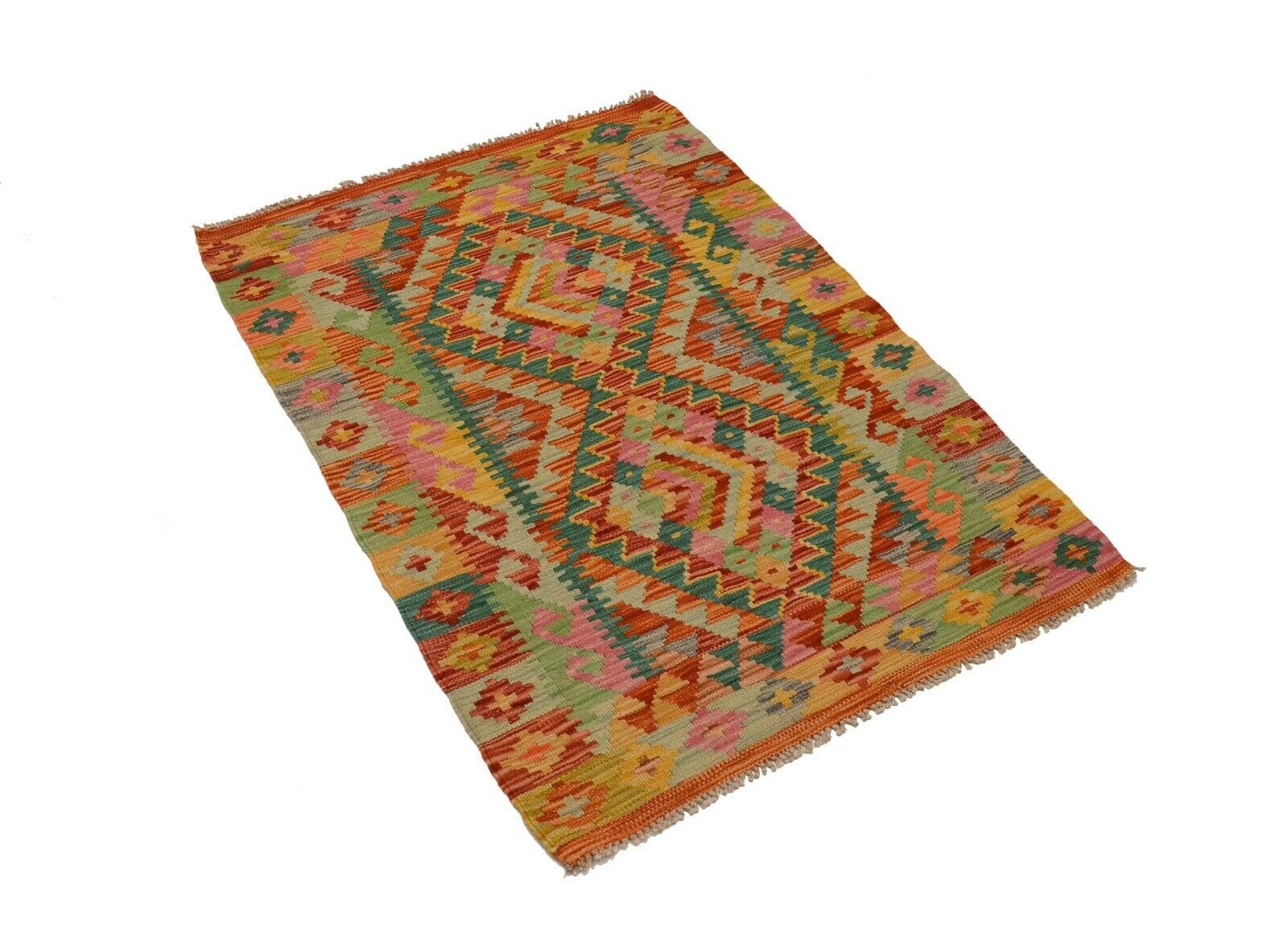 Alternative view of Wool Kilim Afghan Rug 117 × 84 cm, hand-woven