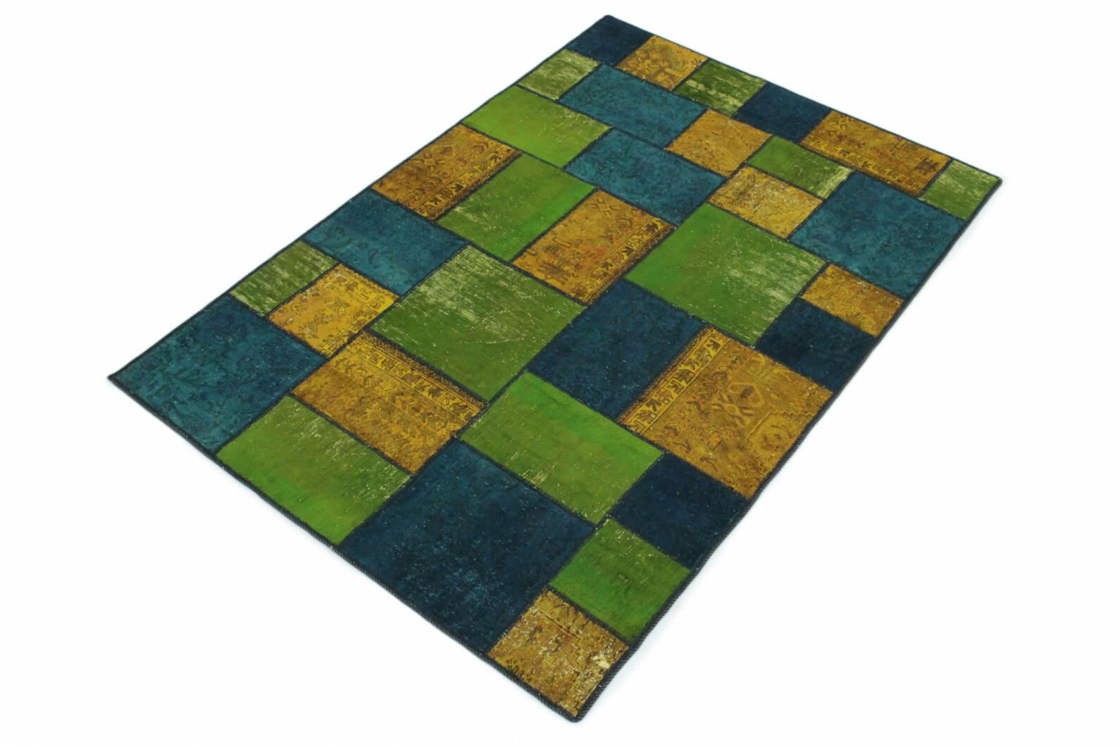 Alternative view of Hand-Knotted Patchwork Rug from the Orient, 238 × 160 cm