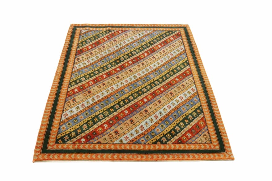 Alternative view of Hand-Knotted Loribaft Indian Rug, 193 × 140 cm, Wool