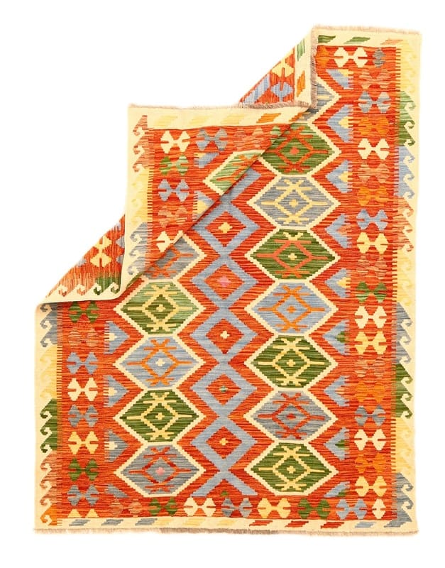 Alternative view of Wool Kilim Afghan Rug 198 × 150 cm, hand-woven