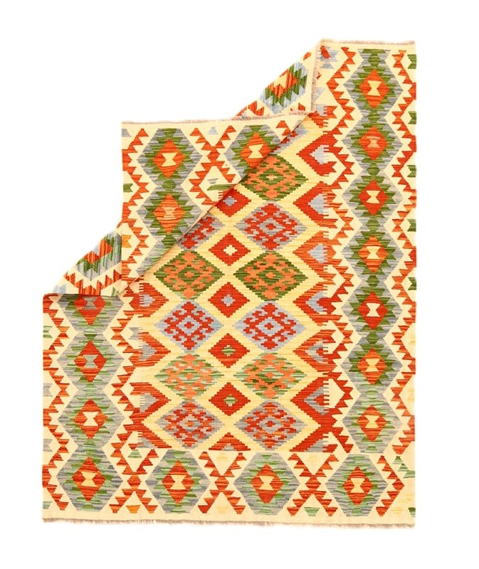 Alternative view of Hand-Woven Kilim Afghan Rug, 196 × 152 cm, Wool