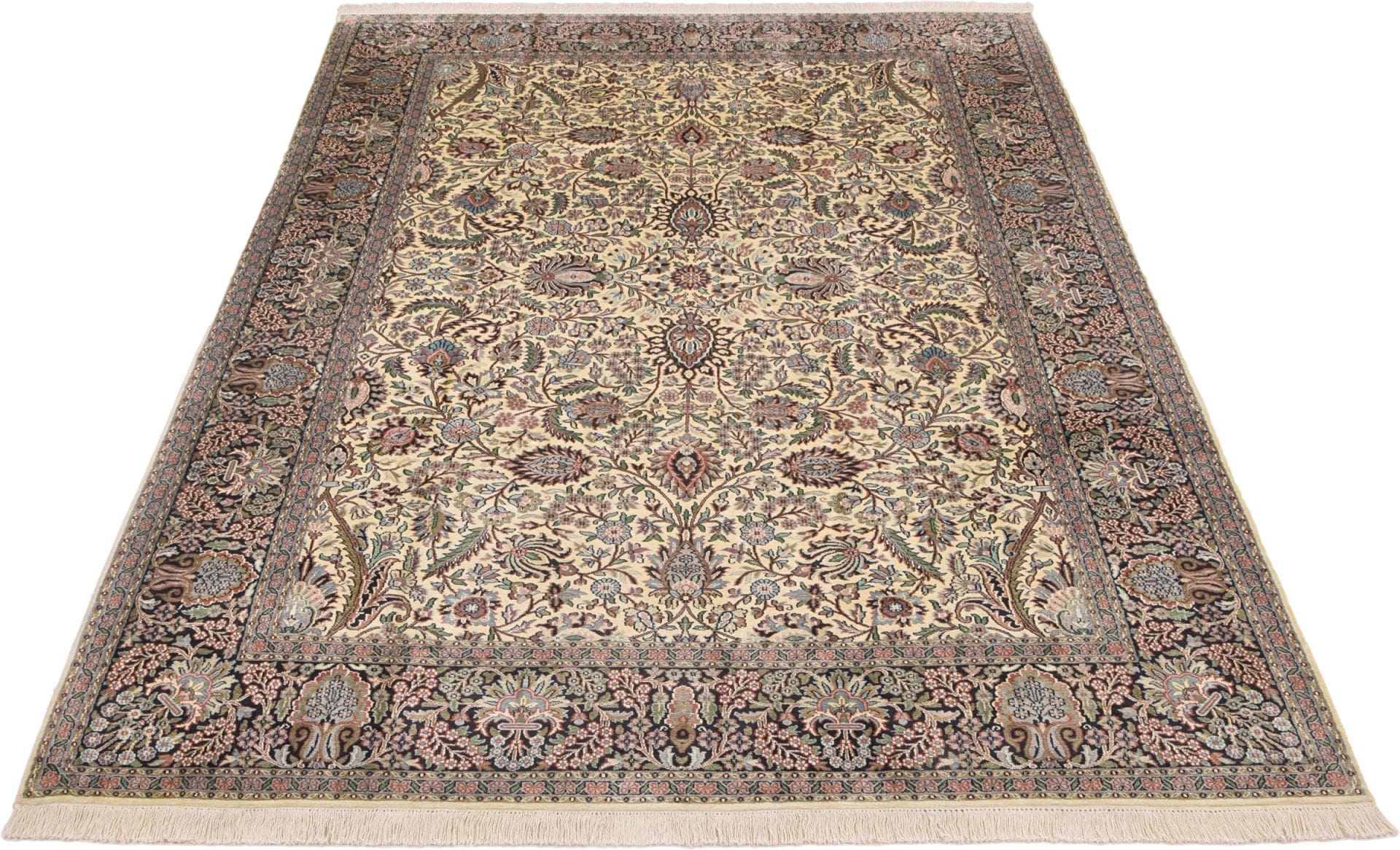 Alternative view of Kashmir Indian Rug 217 × 310 cm in Silk, hand-knotted