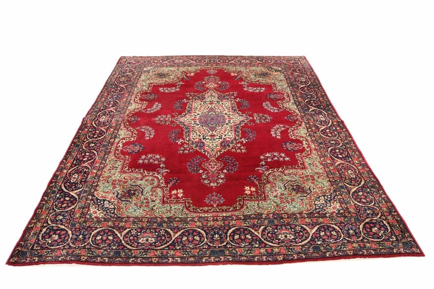 Alternative view of Hand-Knotted Yazd Persian Rug, 367 × 267 cm, Wool