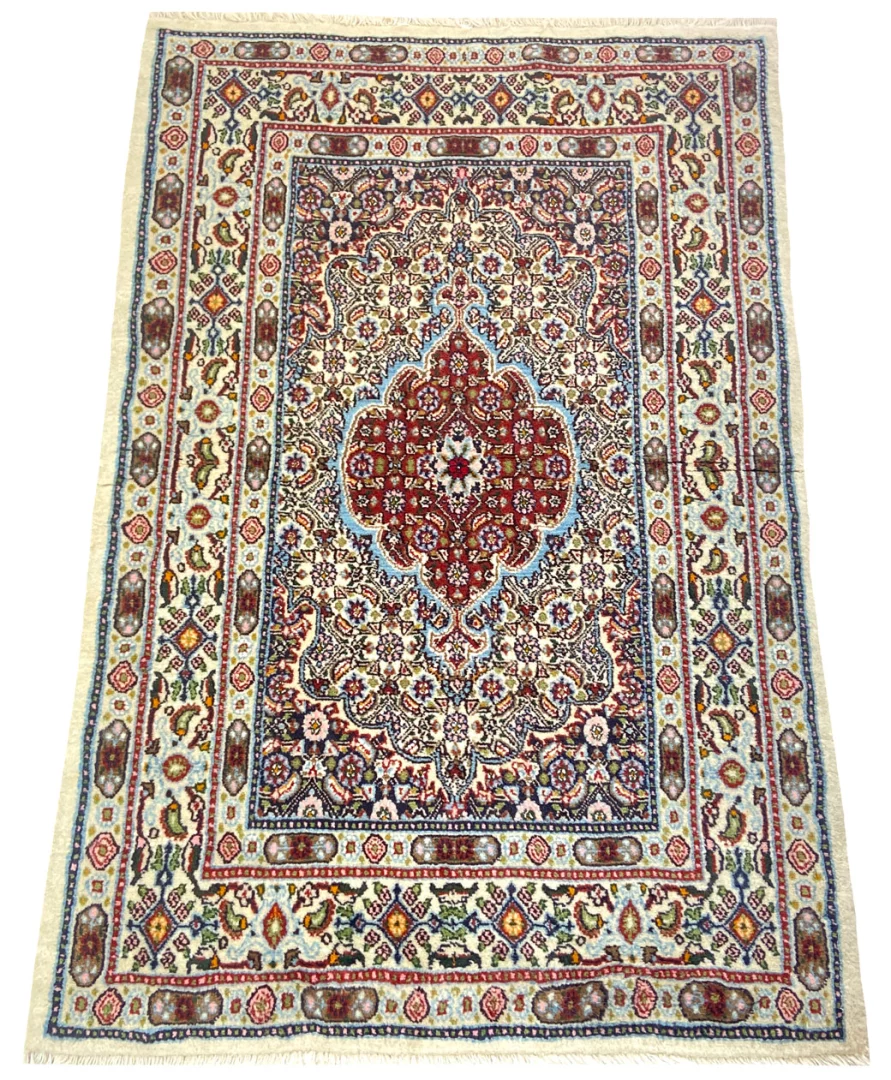 Alternative view of Wool & Silk Moud Persian Rug 121 × 80 cm, hand-knotted