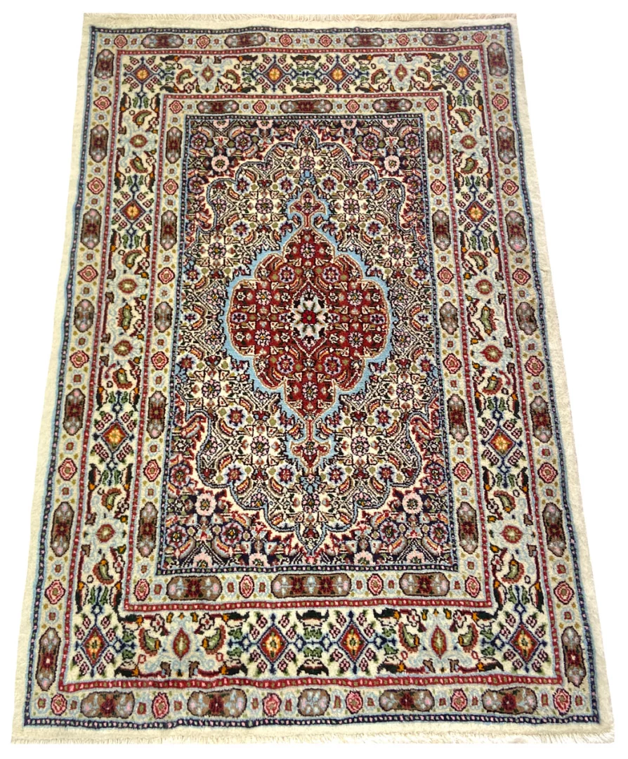 Alternative view of Hand-Knotted Moud Persian Rug, 121 × 82 cm, Wool & Silk