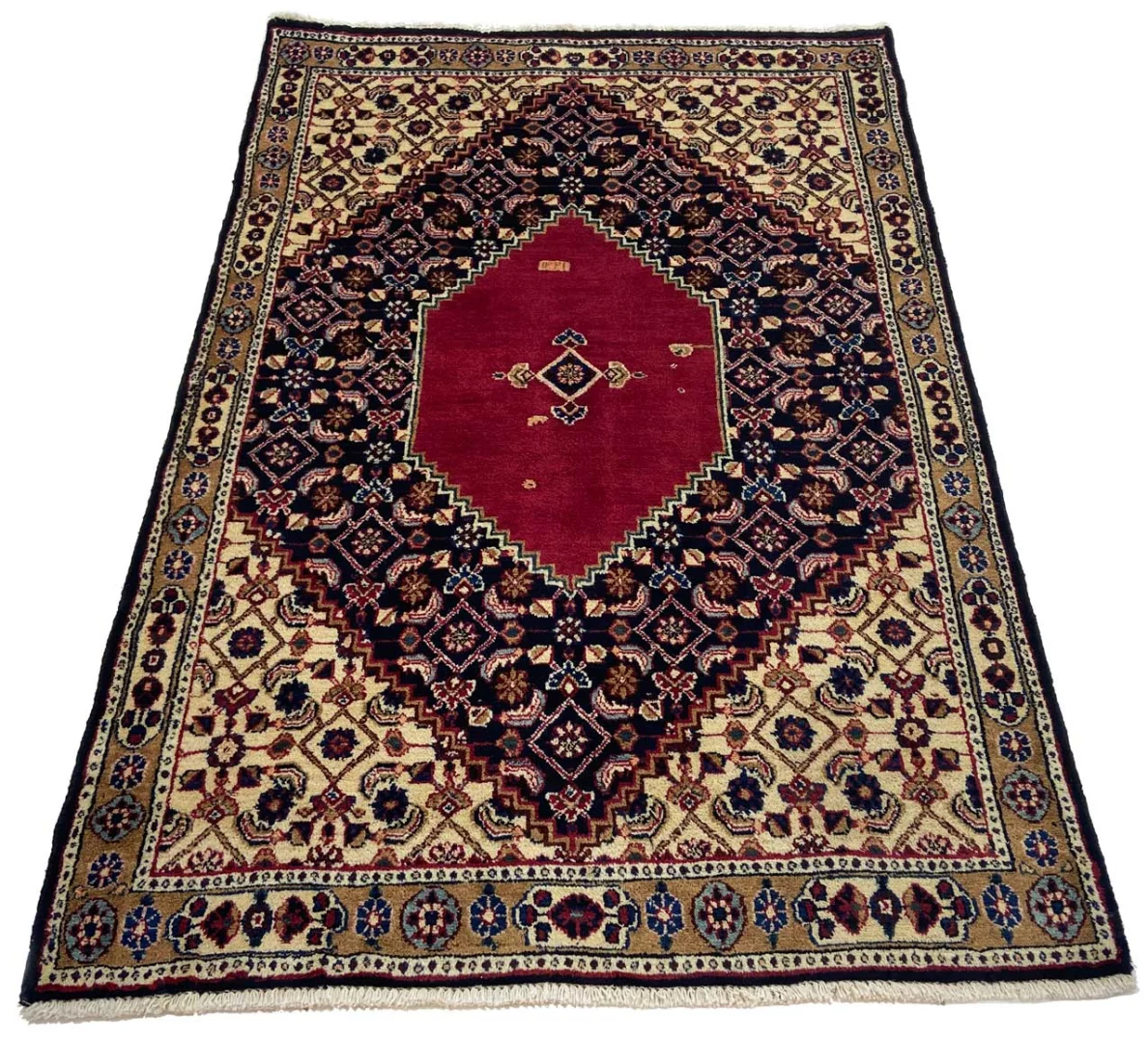 Alternative view of Hand-Knotted Moud Persian Rug, 152 × 103 cm, Wool & Silk