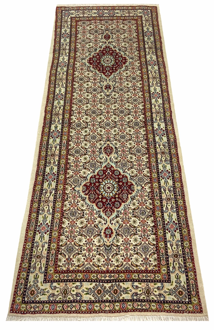Alternative view of Wool & Silk Moud Persian Rug 200 × 73 cm, hand-knotted