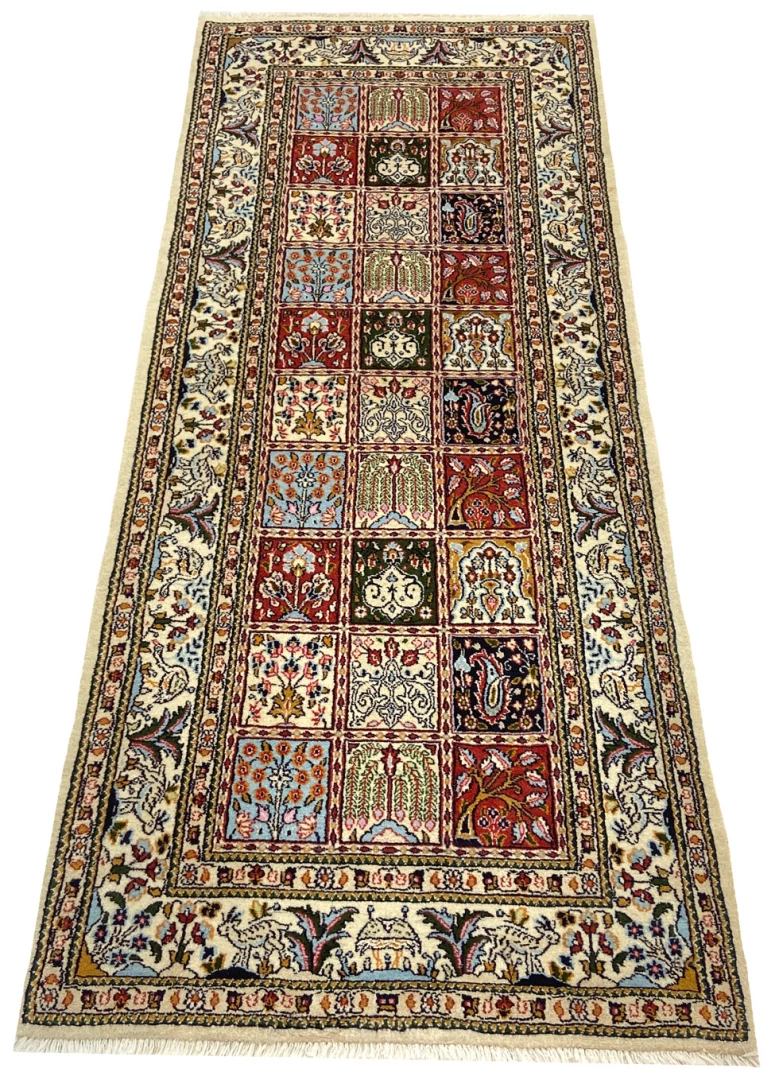 Alternative view of Moud Persian Rug 202 × 81 cm in Wool & Silk, hand-knotted