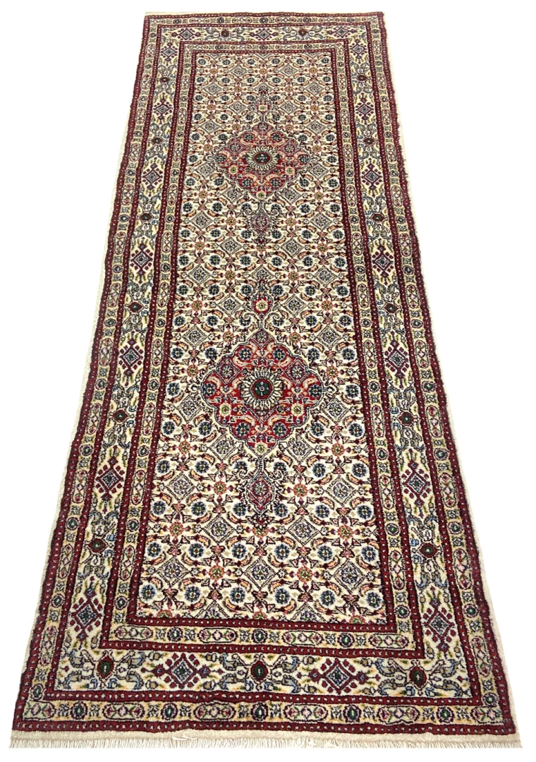 Alternative view of Wool & Silk Moud Persian Rug 209 × 75 cm, hand-knotted