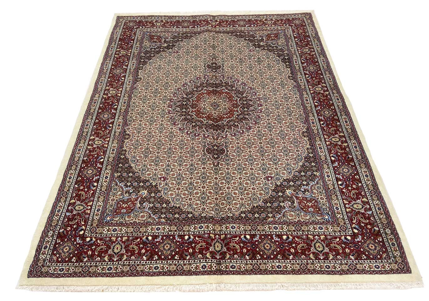 Alternative view of Hand-Knotted Moud Persian Rug, 242 × 185 cm, Wool & Silk