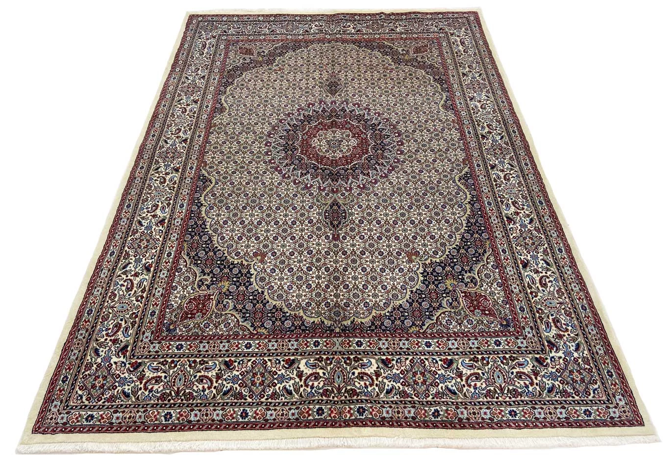 Alternative view of Hand-Knotted Moud Persian Rug, 252 × 181 cm, Wool & Silk