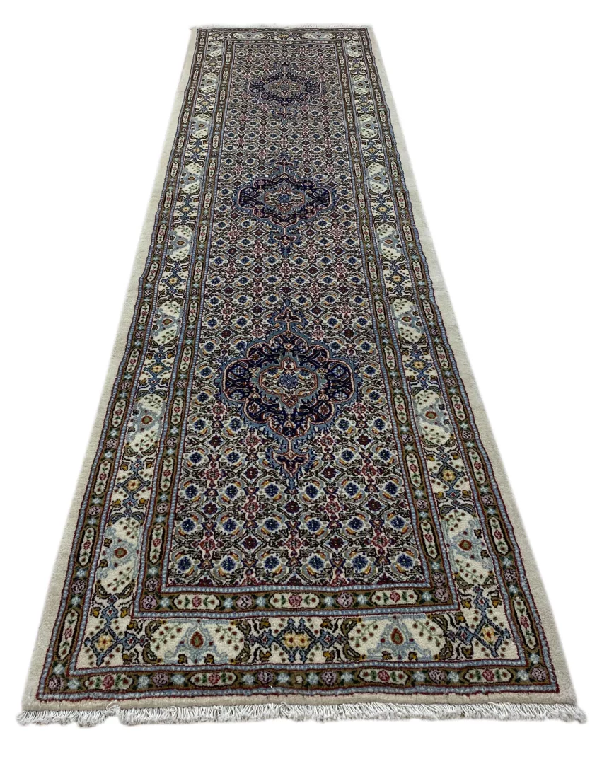 Alternative view of Hand-Knotted Moud Persian Rug, 302 × 79 cm, Wool