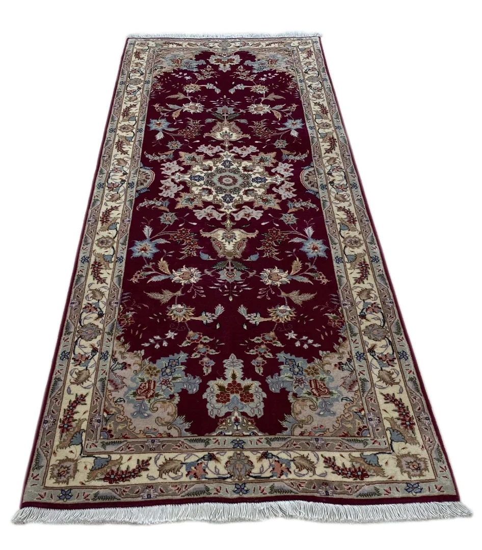 Alternative view of Hand-Knotted Tabriz Persian Rug, 203 × 81 cm, Wool