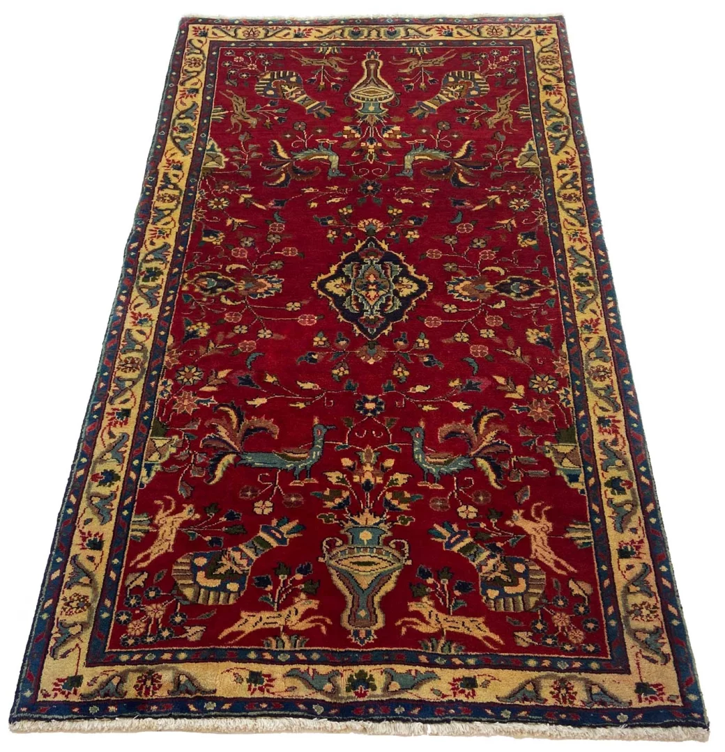 Alternative view of Mashhad Persian Rug 184 × 101 cm in Wool, hand-knotted