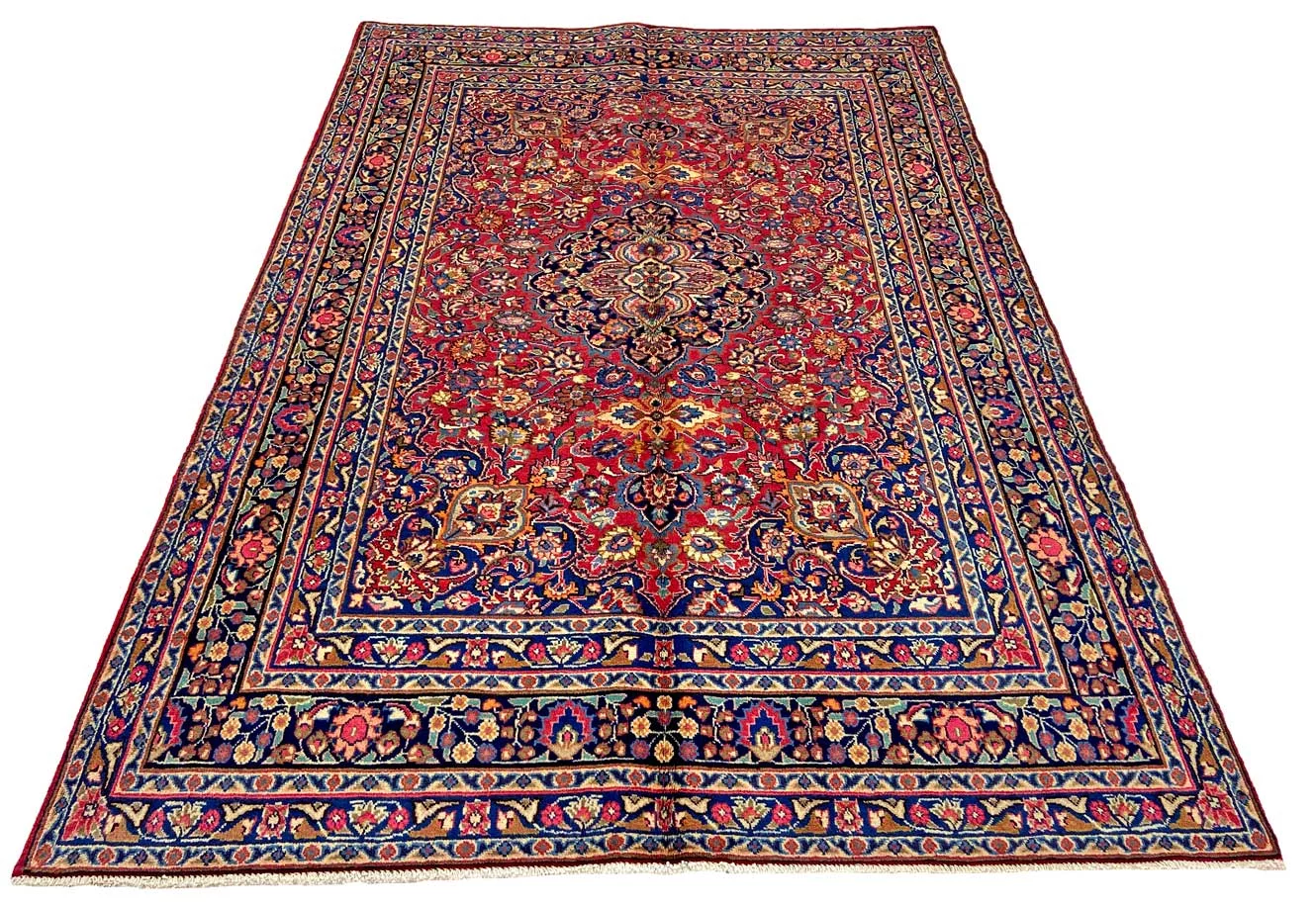 Alternative view of Hand-Knotted Mashhad Persian Rug, 290 × 201 cm, Wool