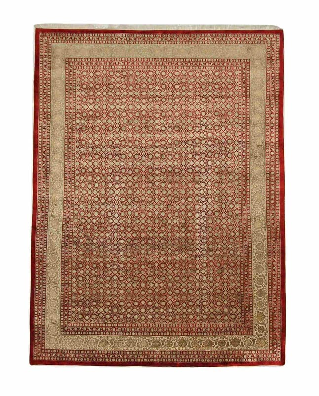 Tabriz Indian Rug 350 × 242 cm in Wool & Silk, hand-knotted