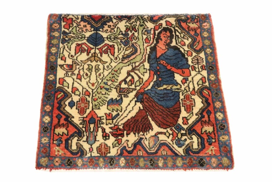 Alternative view of Wool Persian Rug 56 × 60 cm, hand-knotted