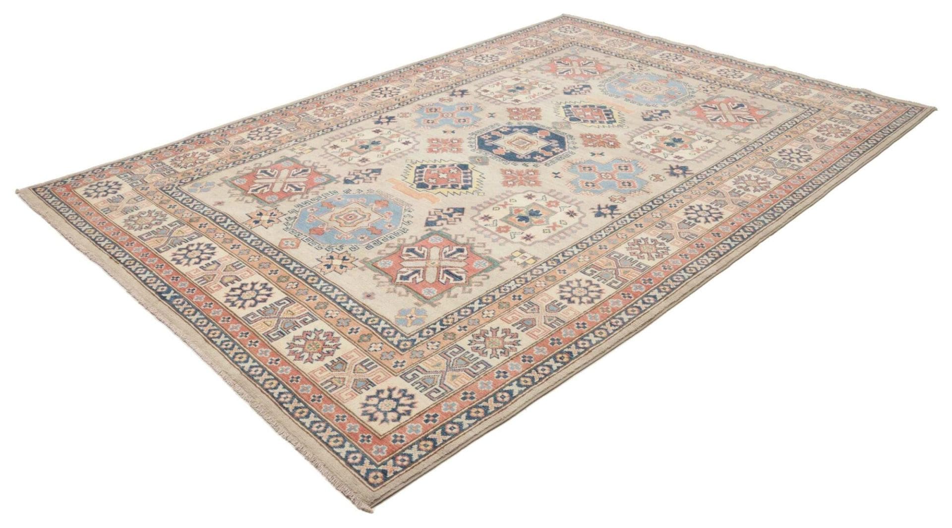 Alternative view of Hand-Knotted Kazak Pakistani Rug, 206 × 294 cm, Wool