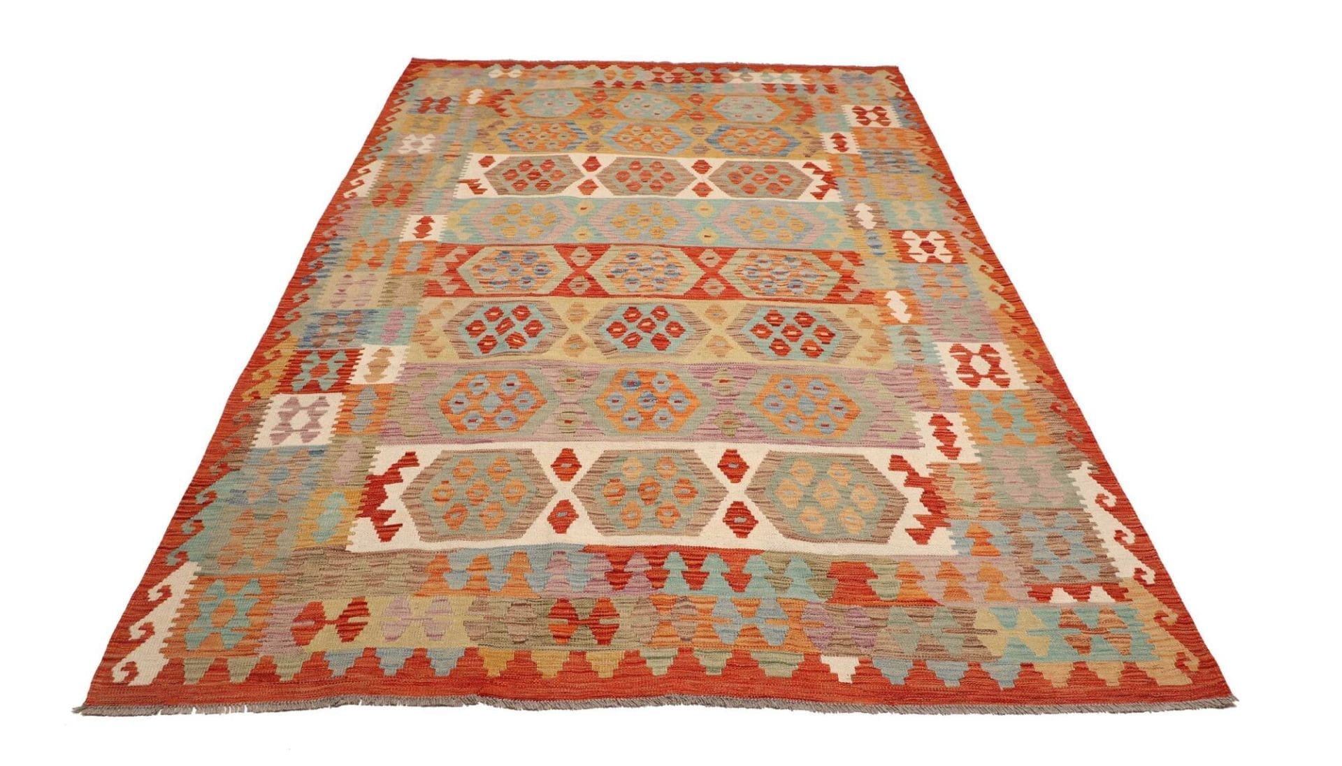 Alternative view of Hand-Woven Kilim Pakistani Rug, 202 × 294 cm, Wool