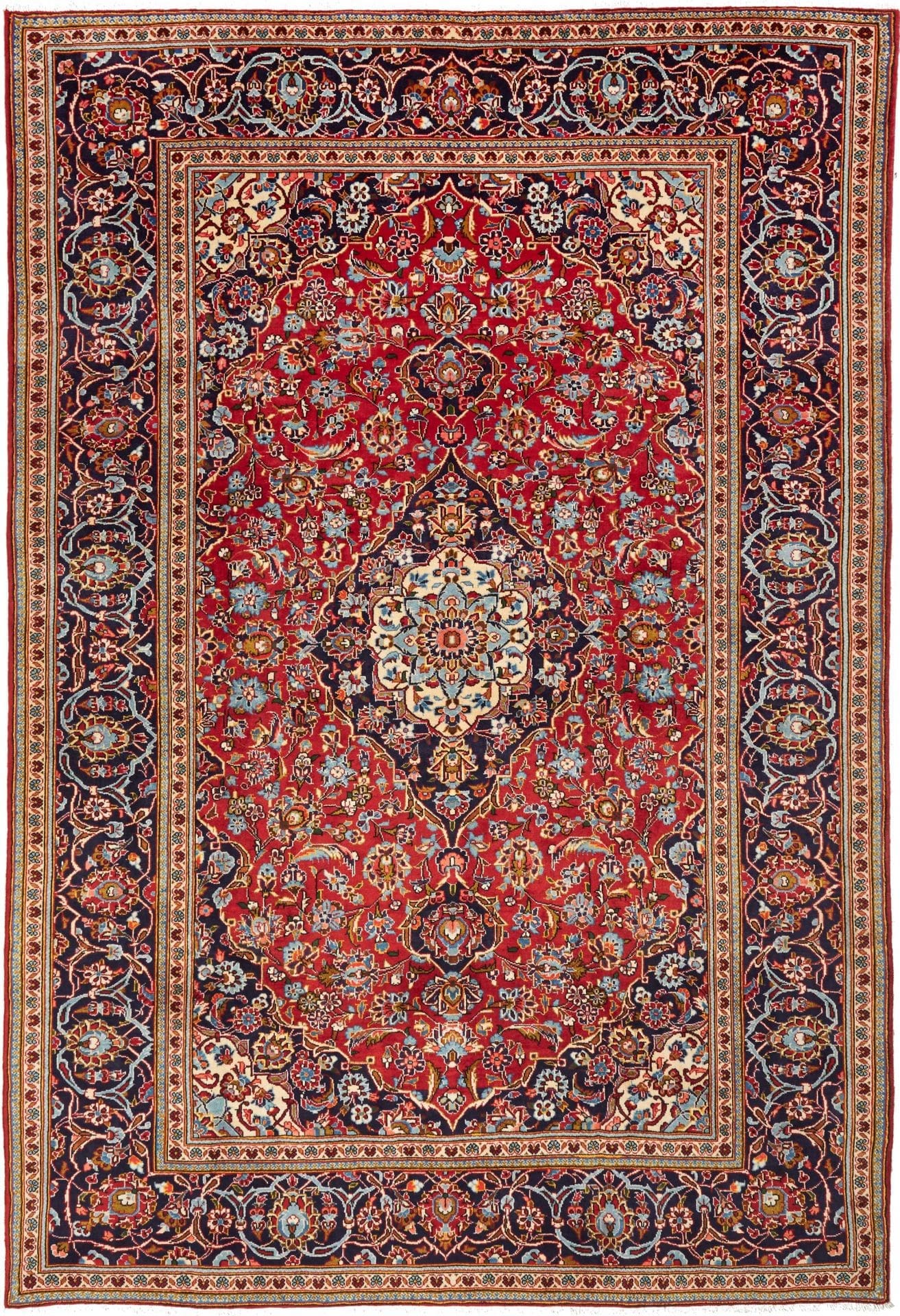 Hand-Knotted Kashan Persian Rug, 206 × 300 cm, Wool