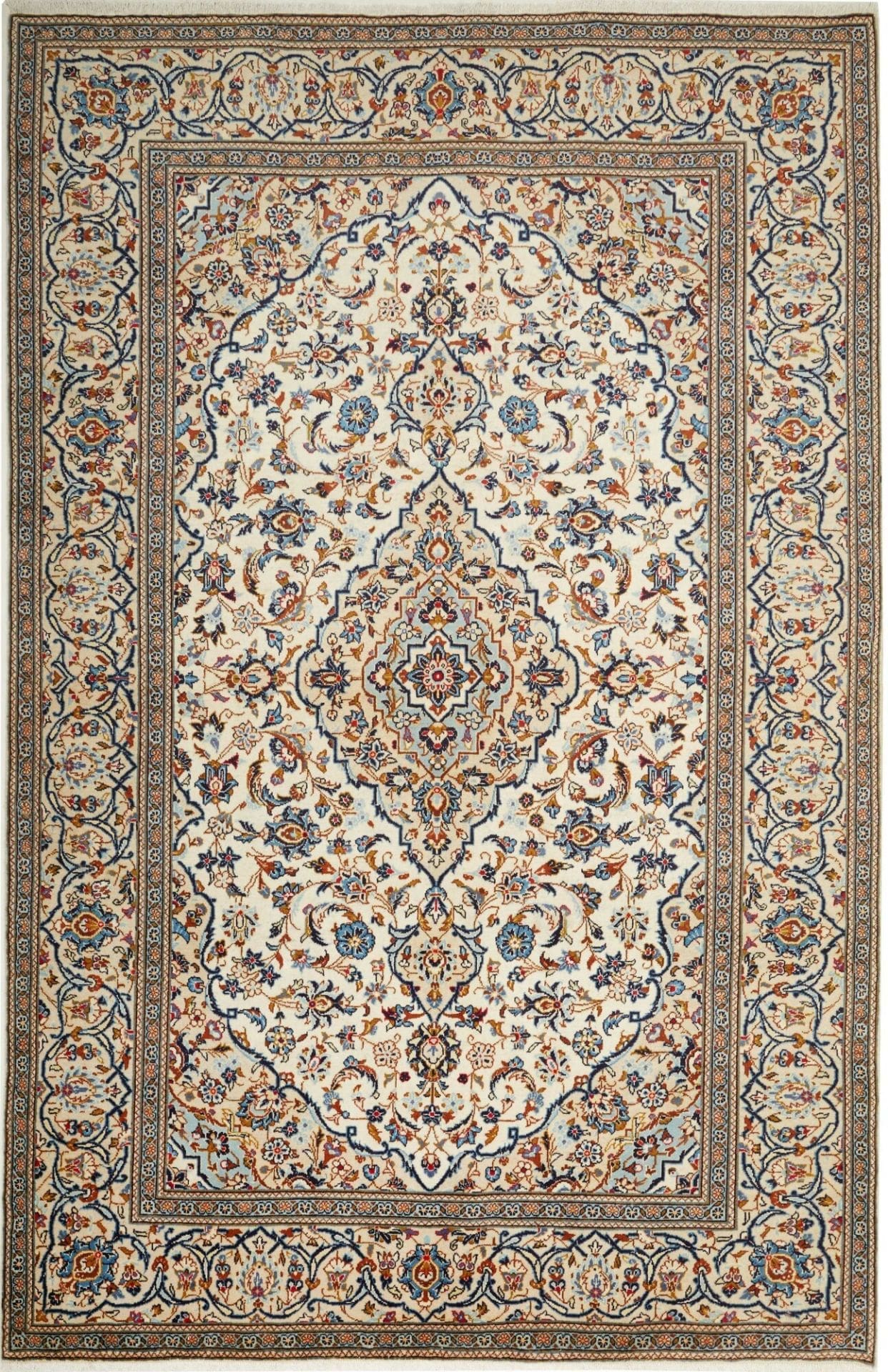 Hand-Knotted Kashan Persian Rug, 203 × 306 cm, Wool