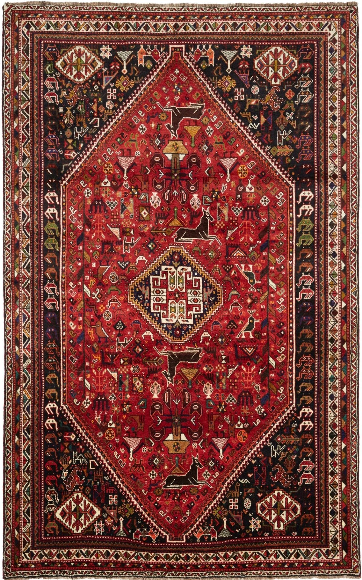 Hand-Knotted Shiraz Persian Rug, 186 × 295 cm, Wool