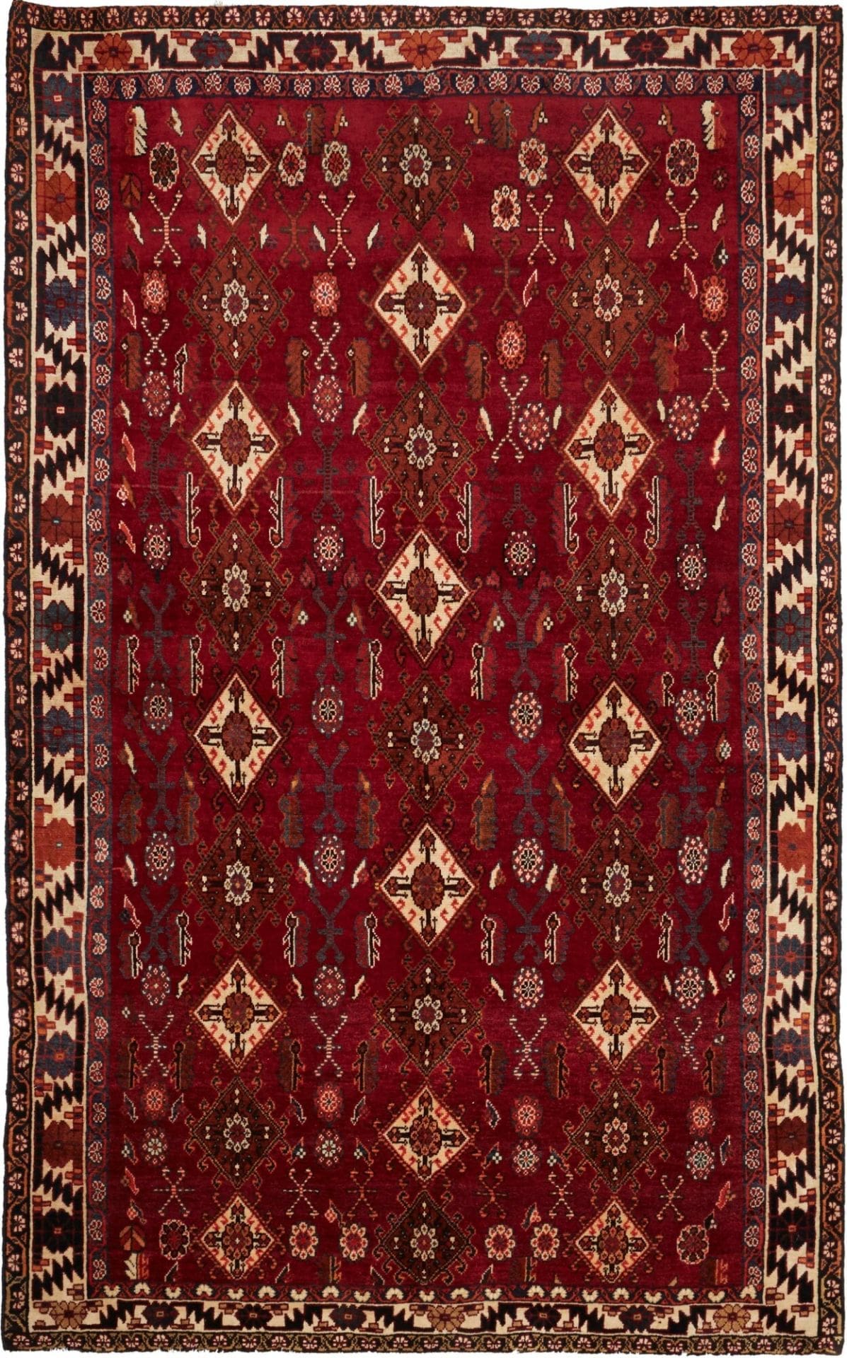 Hand-Knotted Shiraz Persian Rug, 161 × 258 cm, Wool