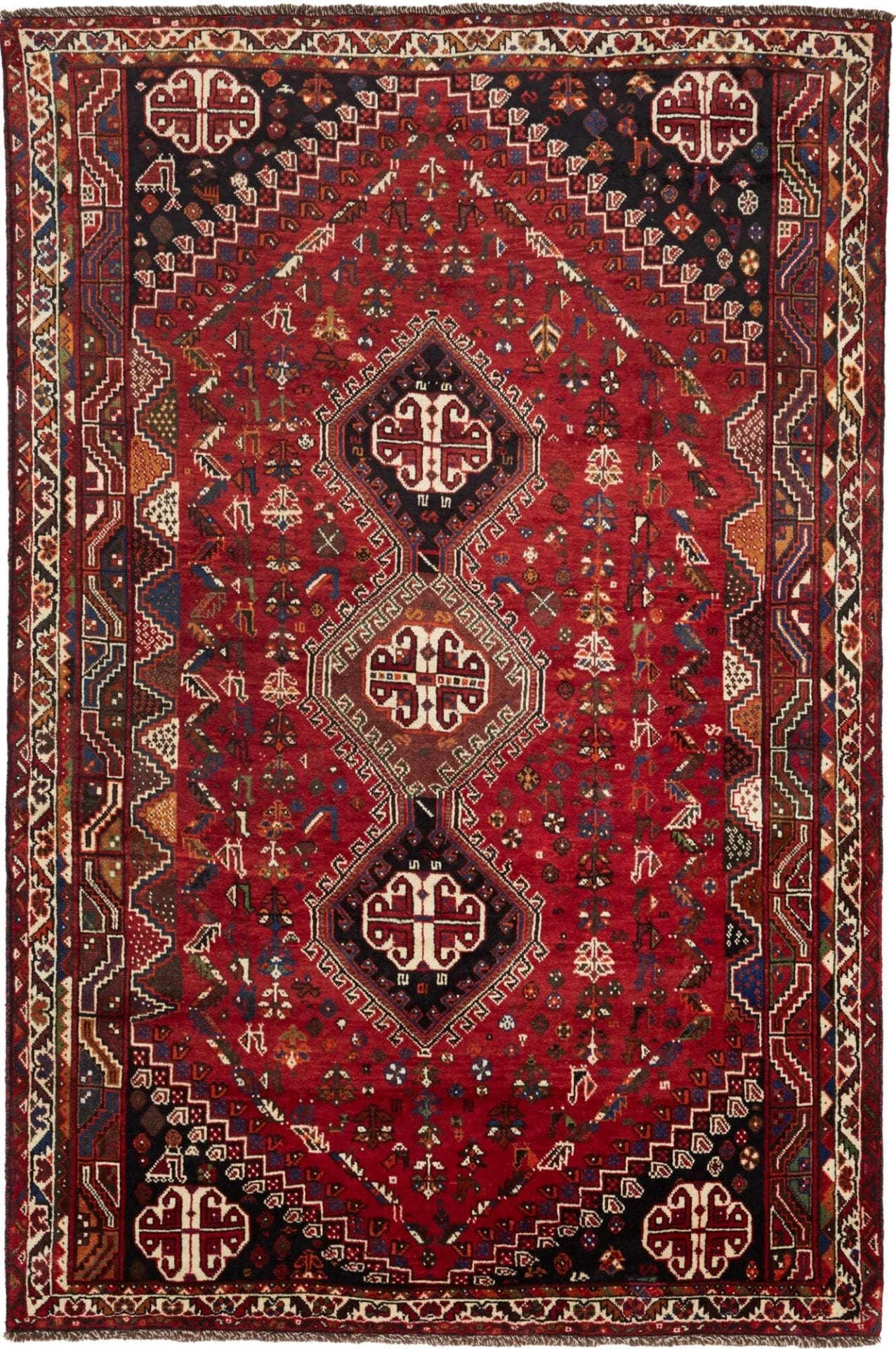 Hand-Knotted Shiraz Persian Rug, 175 × 260 cm, Wool