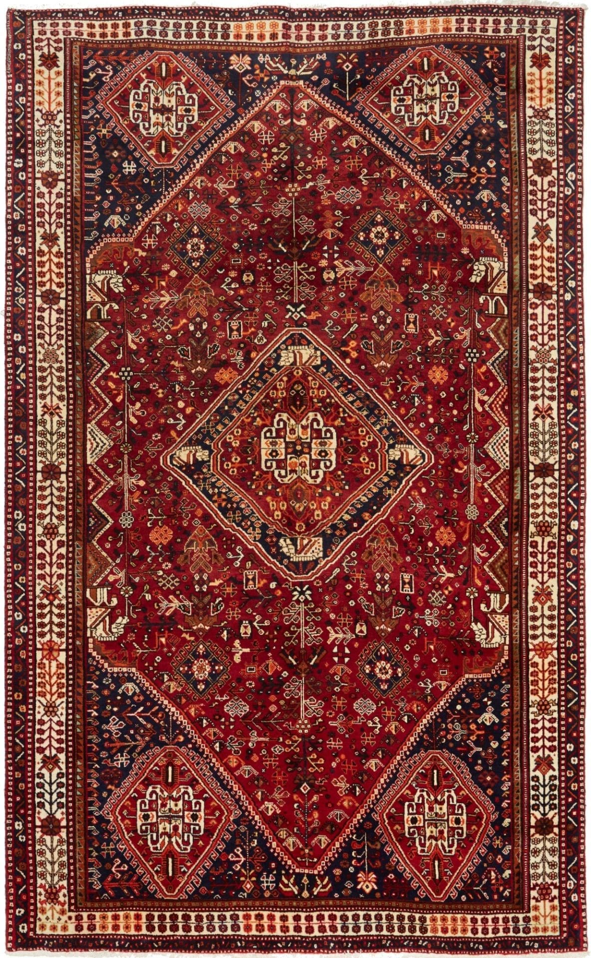 Hand-Knotted Shiraz Persian Rug, 163 × 258 cm, Wool