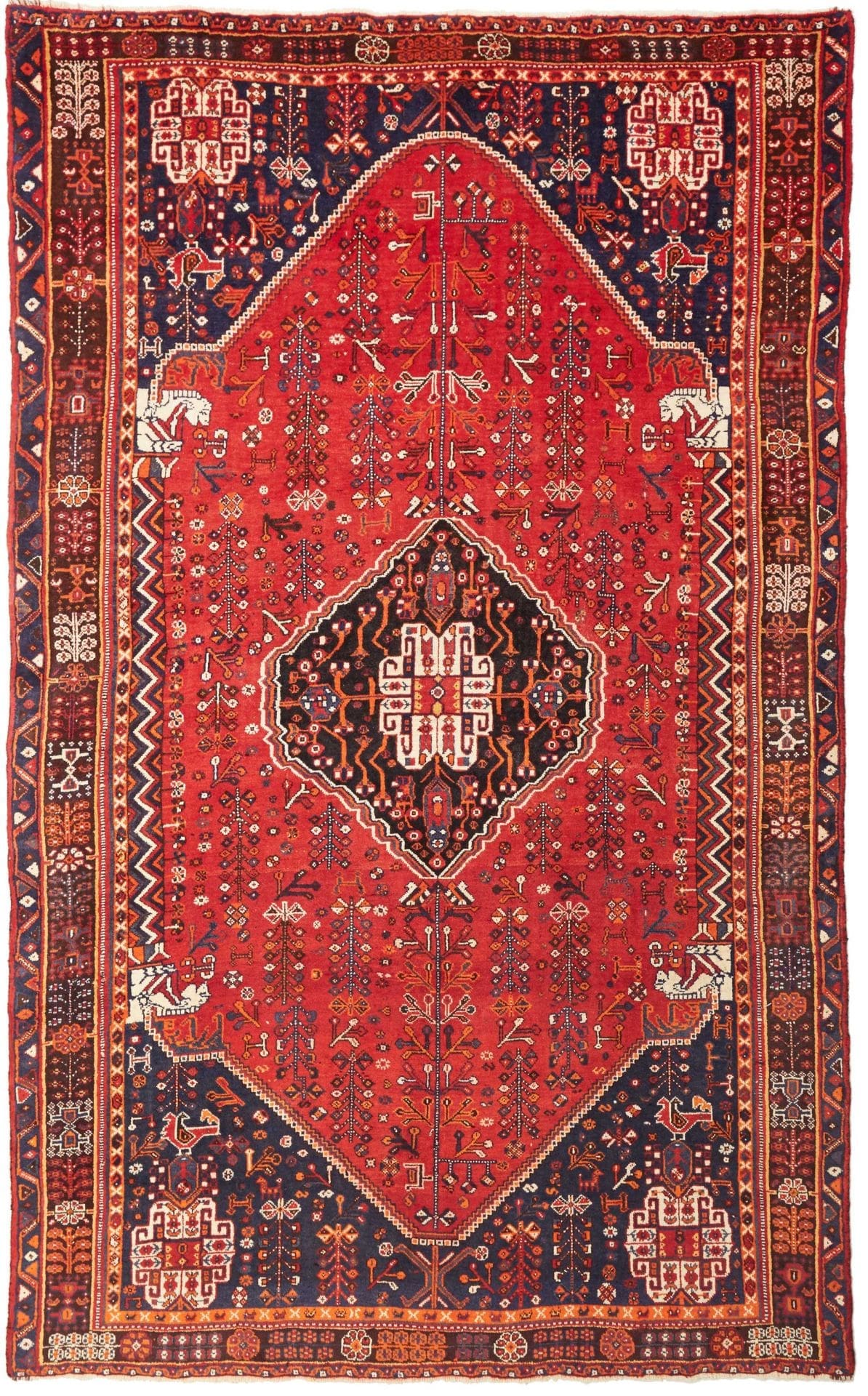 Hand-Knotted Shiraz Persian Rug, 163 × 260 cm, Wool